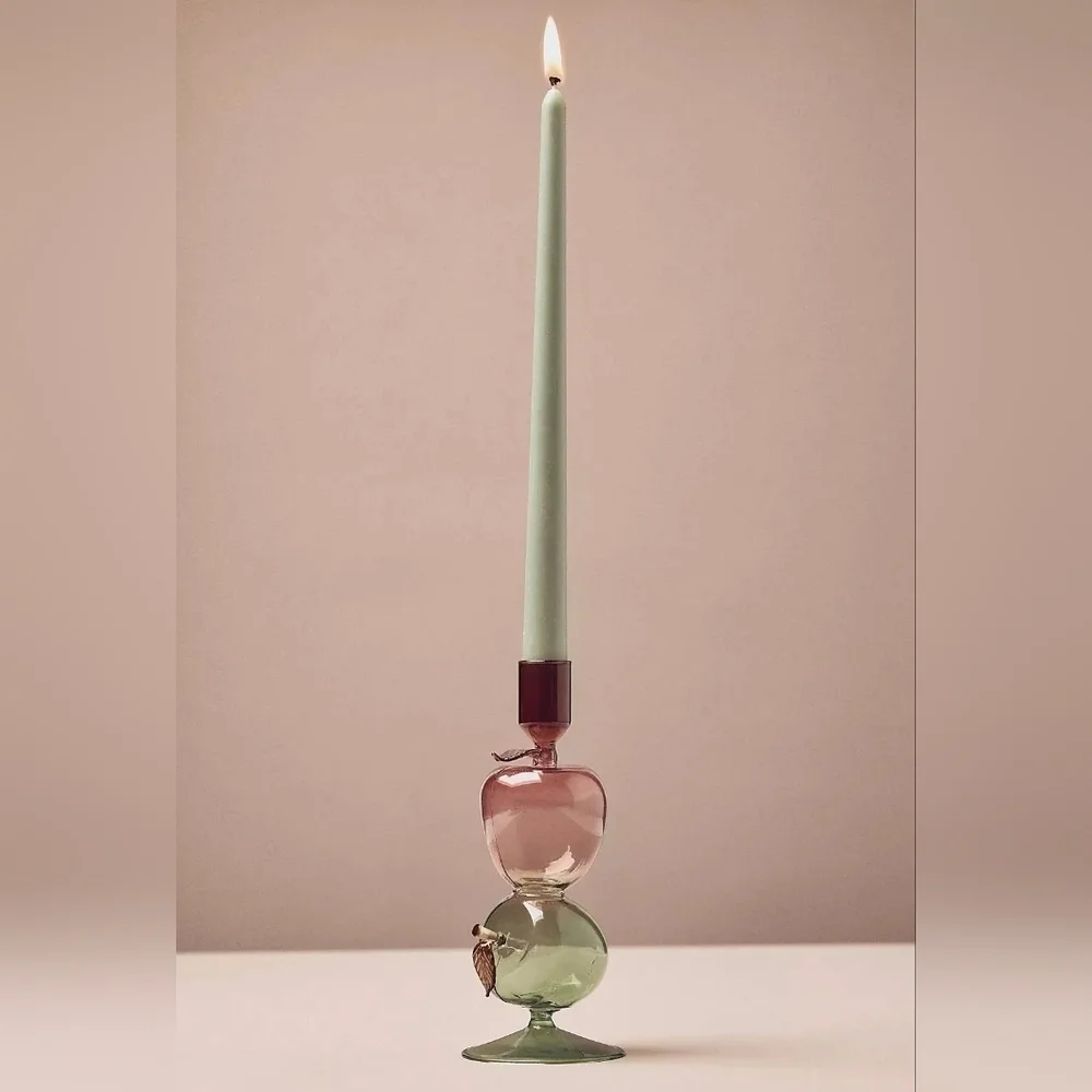 Anthropologie Harvest Fruit Icon Glass Candle Holder: Harvest Apples, NWT